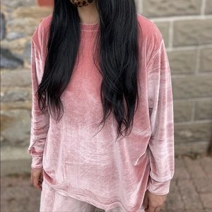 Gorgeous Red Sky Velour Top S/M EUC